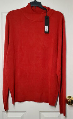 NOVA Men DeAngelo Turtleneck Sweater Mens L Red NWT Soft Knit Pullover
